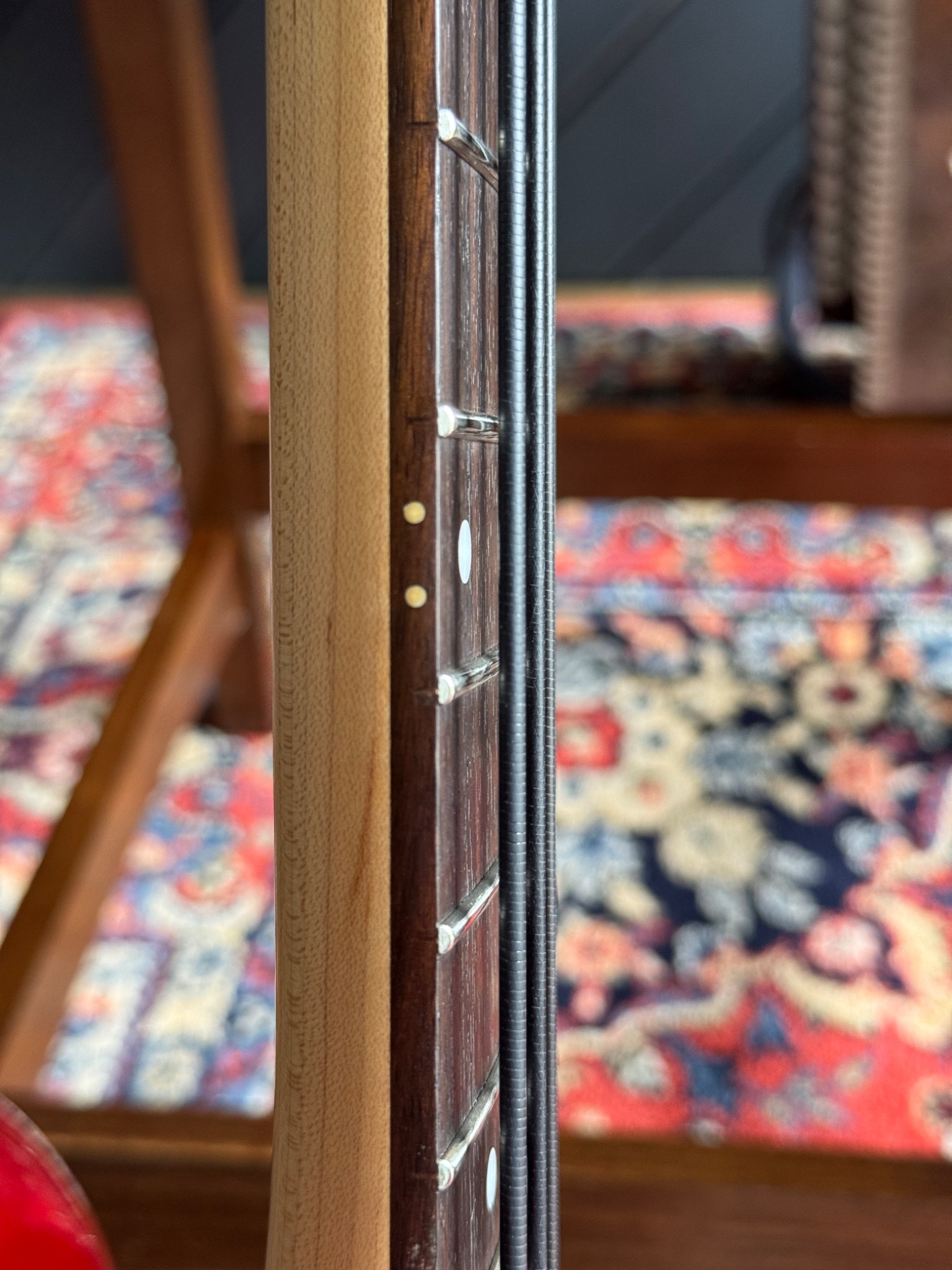 Side profile of the fingerboard and neck